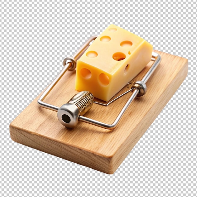 mousetrap with some cheese on transparent background