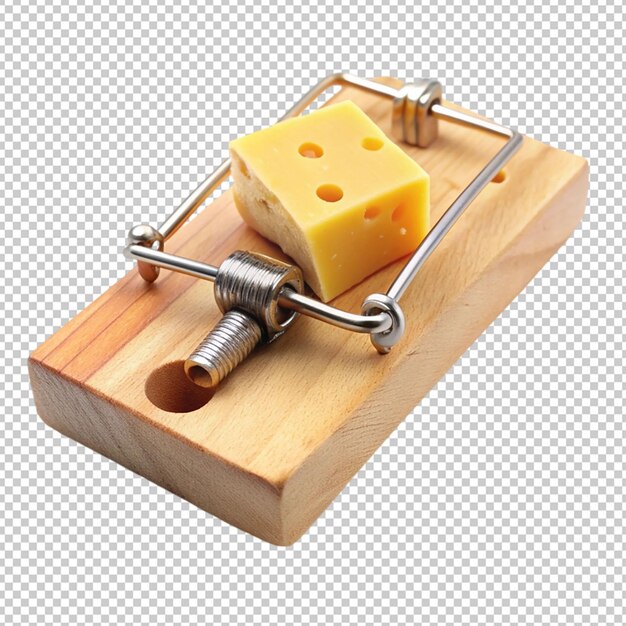 mousetrap with some cheese on transparent background