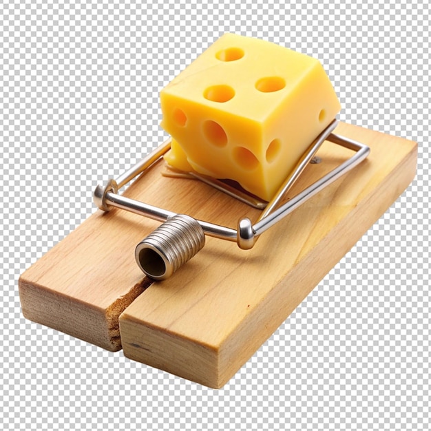 mousetrap with some cheese on transparent background