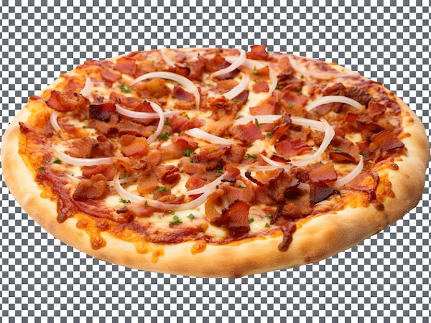 Mouth Watering Bacon and Onion Pizza isolated on transparent background