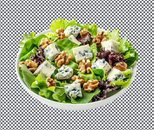 PSD mouth watering blue cheese and walnut salad isolated on transparent background