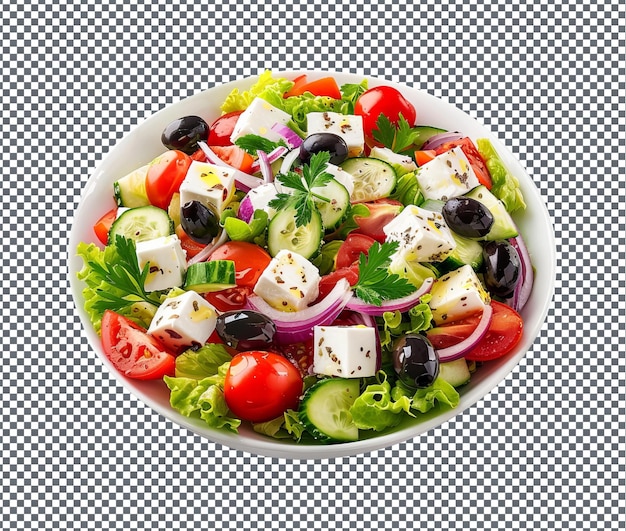 PSD mouth watering greek salad isolated on transparent background