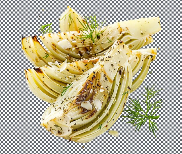 Mouth Watering Grilled Fennel with Parmesan isolated on transparent background