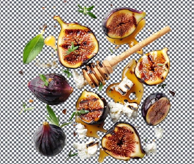 Mouth Watering Grilled Figs with Honey isolated on transparent background