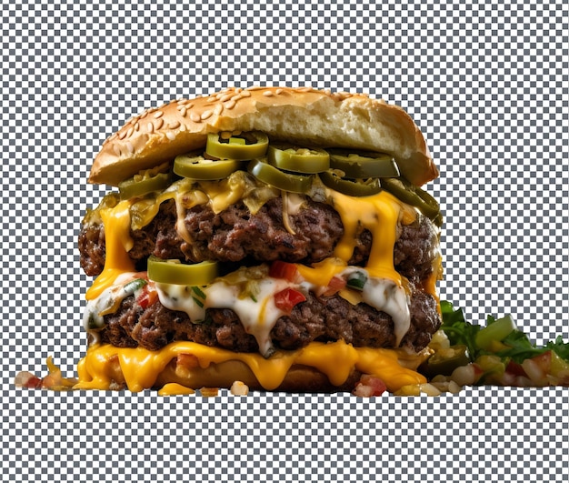 Mouth Watering Jalapeno Popper burger isolated on transparent background