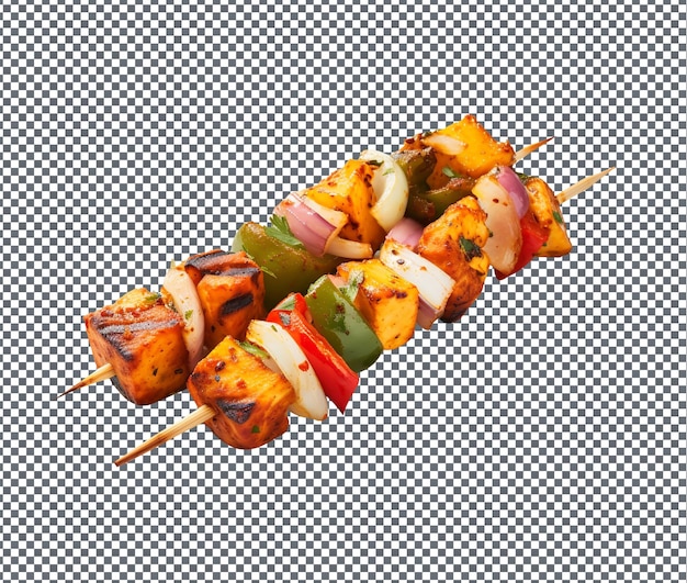 Mouth Watering Paneer Tikka isolated on transparent background