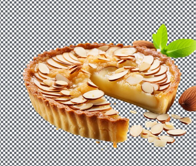 PSD mouth watering pear and almond tart isolated on transparent background