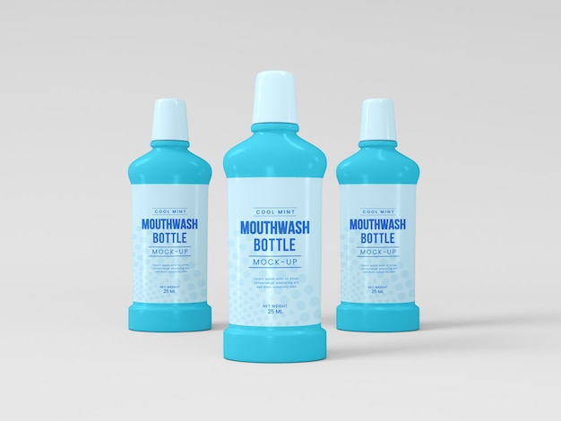 MouthWash Plastic Bottle Mockup