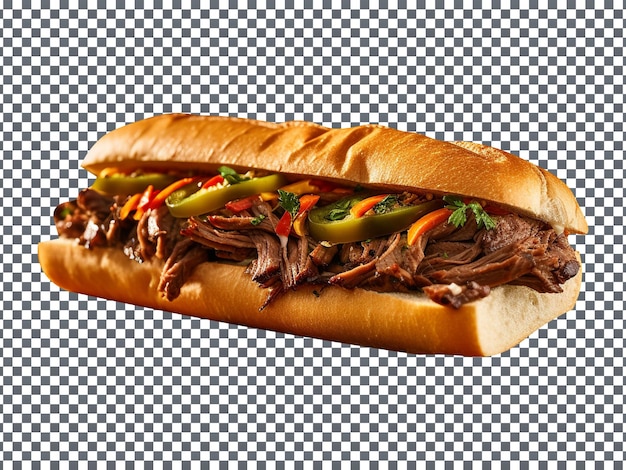 Mouthwatering Italian beef sandwich isolated on transparent background