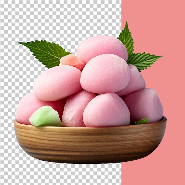 PSD mouthwatering mochi on transparent background transparent png format