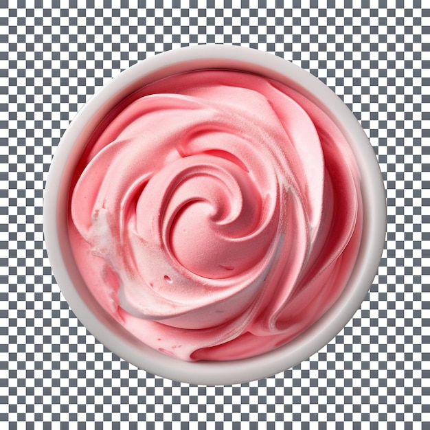 PSD mouthwatering strawberry ice cream in a bowl against a transparent background