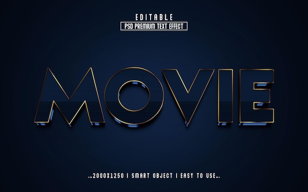 Movie 3d Editable Text Effect style With  Premium Background