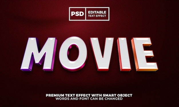 Movie 3d editable text effect style