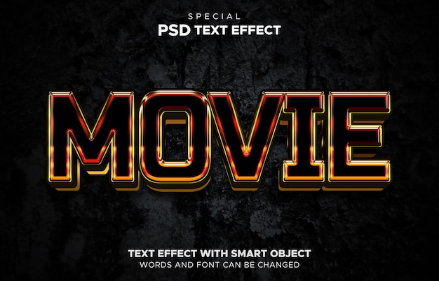 Movie text effect 3d editable smart object