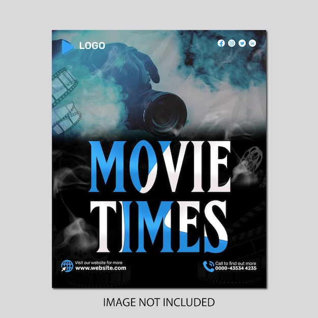 Movie times cinema template design and social media post design template