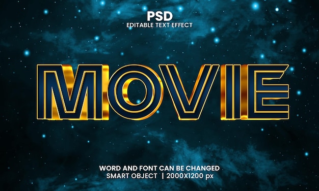 Movie title 3d editable Photoshop text effect Style with background