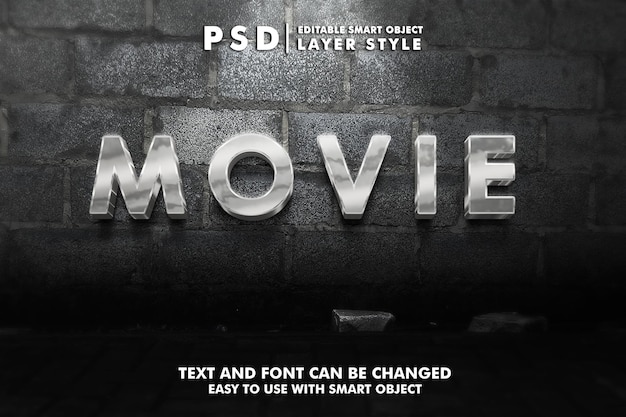 Movies 3d realistic psd text effect