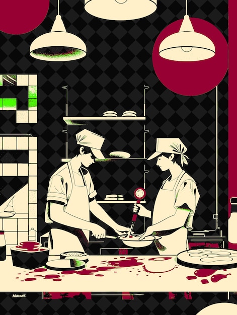 PSD mozzarella scene with a cheesemaker making and a customer in italy culture illustration design