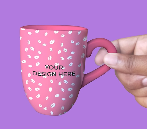 PSD mug mockup design psd template mug holding with hand