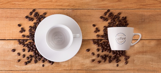 Mug with coffee beans mock-up