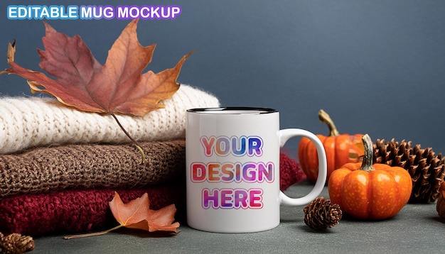 PSD a mug with a colorful design on it and the words your design on it