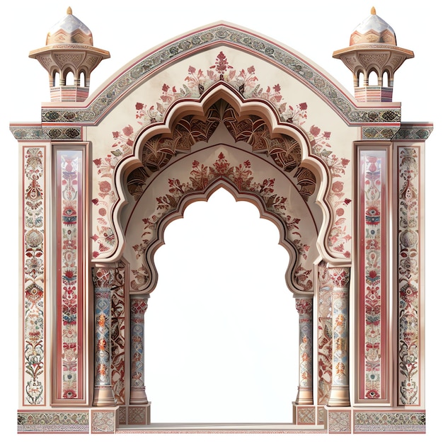 Mughal decorative arch indian illustration realistic