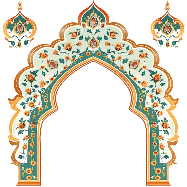 PSD mughal decorative arch indian illustration