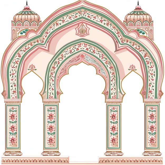 PSD mughal decorative arch indian illustration