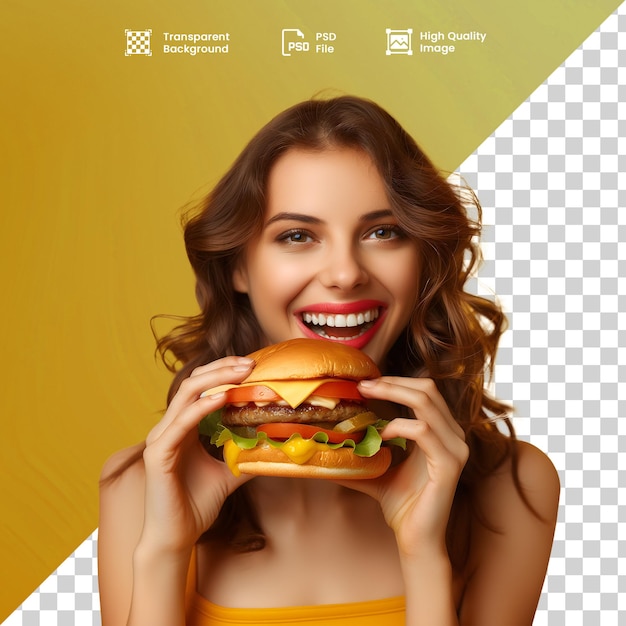 Mulher Sorridente com Hamburguer Smiling Woman with Burger