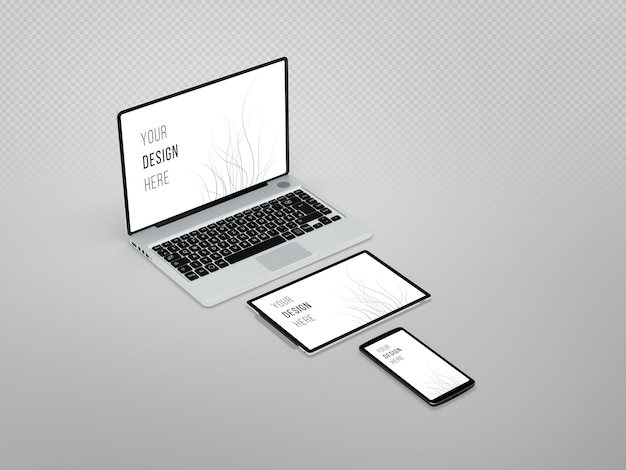 Multi device responsive mockup laptop smartphone and tablet