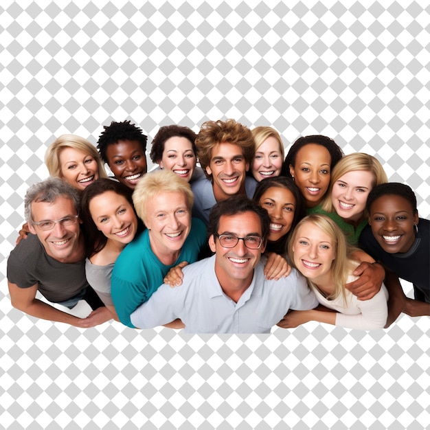 Multi ethnic group of people Isolated on transparent background PSD file format