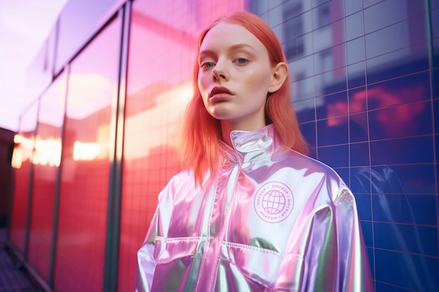 PSD multichromatic and holographic fashion apparel mockup