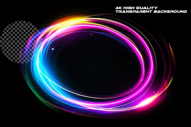 Multicolor circle light effect on transparent background