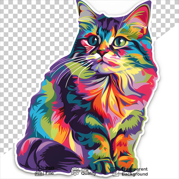 Multicolored Cat Face Illustration Sticker Ready to use