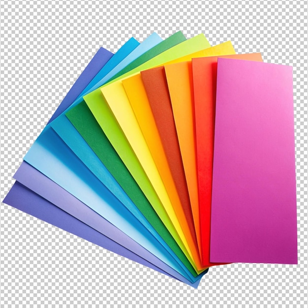 PSD multicolored rainbow paper collection studio shot on white background