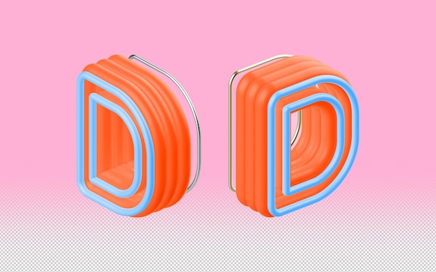 Multiple Perspective 3D D Letter PSD Mockup