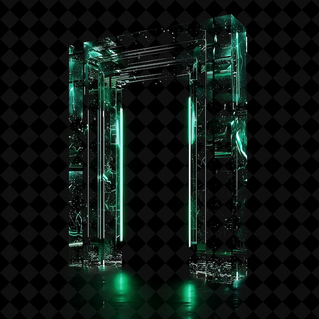 Multiverse Gate With Parallel Dimensions and Emerald Green R PNG Y2K Shape Neon Color Collection