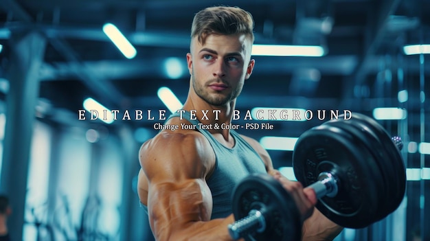 Muscular Man Lifting Weights in the Gym