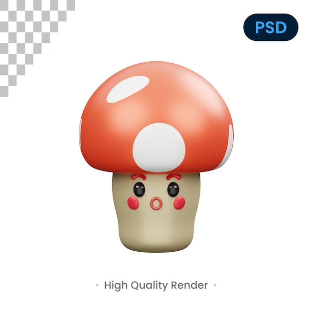 Mushroom 3D Render Illustration Premium Psd