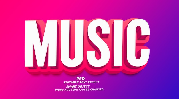 Music 3d editable photoshop text effect style with premium background