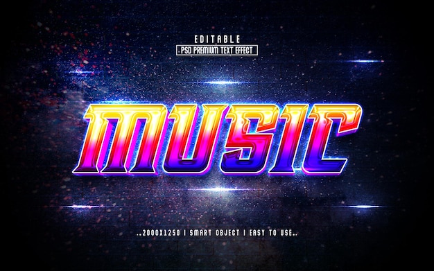 Music 3D Editable Text Effect Style