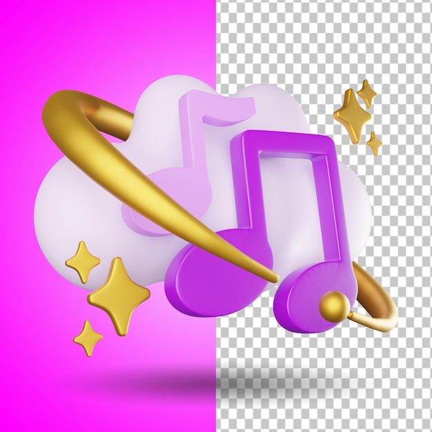 Music Clouds 3D Icon UI Illustration