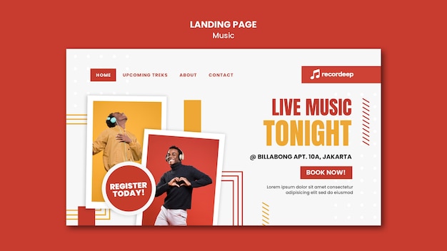 Music concept landing page template