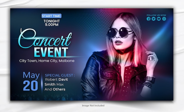 PSD music concert banner design template