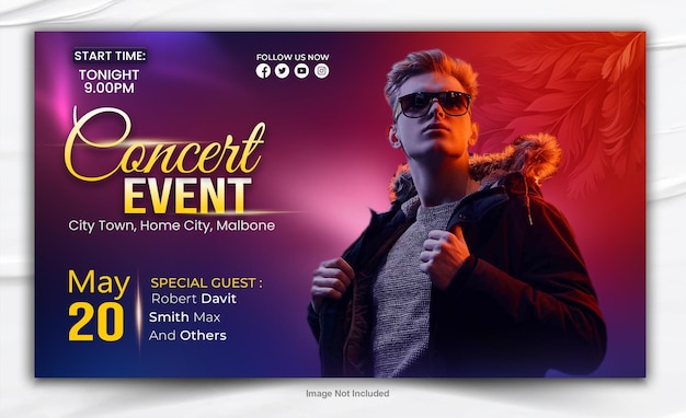 PSD music concert party banner design template