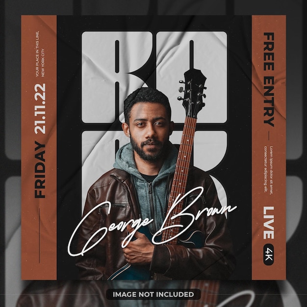 Music concert poster design and social media template