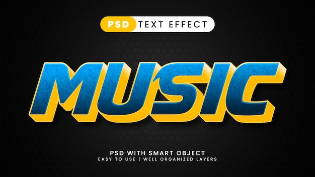 Music editable text effect with blue and yellow text style