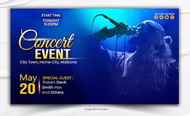 PSD music event banner design template