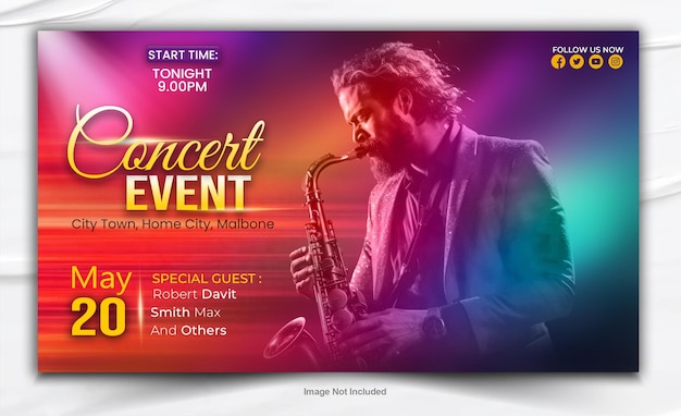 PSD music event banner design template