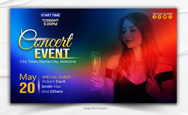 PSD music event banner design template